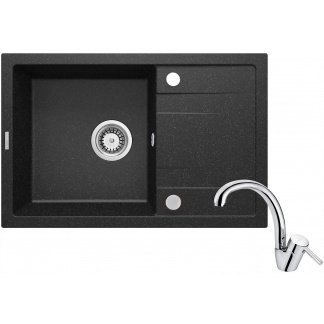 Zlewozmywak granitowy z baterią 1-komorowy z ociekaczem