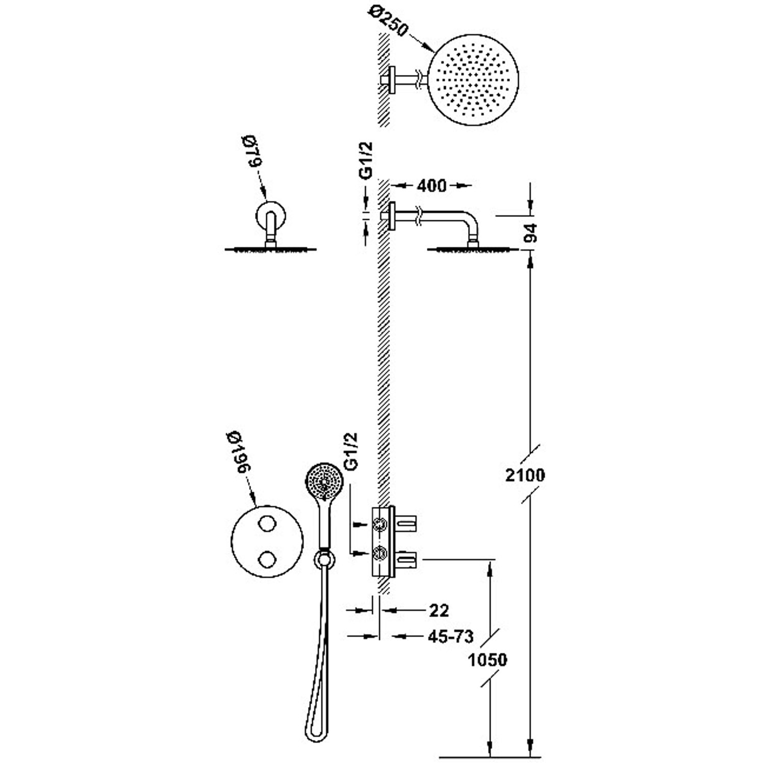 Tres Therm-Box chrom 20425004 zestaw podtynk. z baterią termostatyczną - obrazek 3