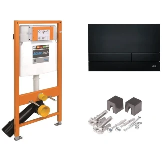 Werit Jomo Tech stelaż do muszli WC z przyciskiem Exclusive 2.0 czarny mat + wsporn.